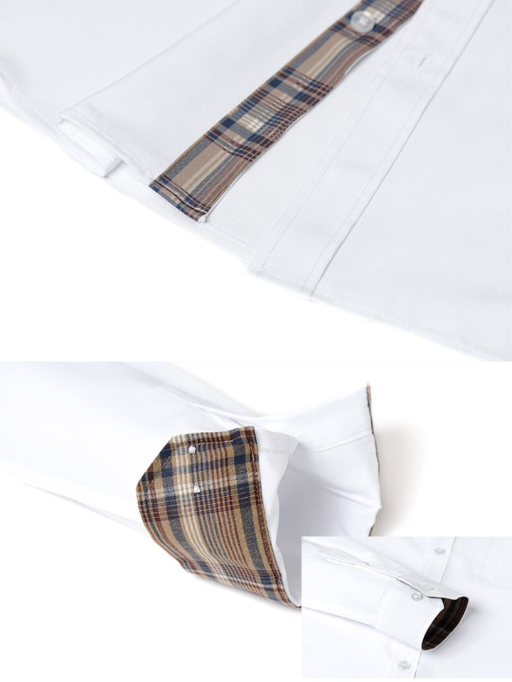 Non-Iron 4-Way Stretch Contrast Trim Dress Shirt