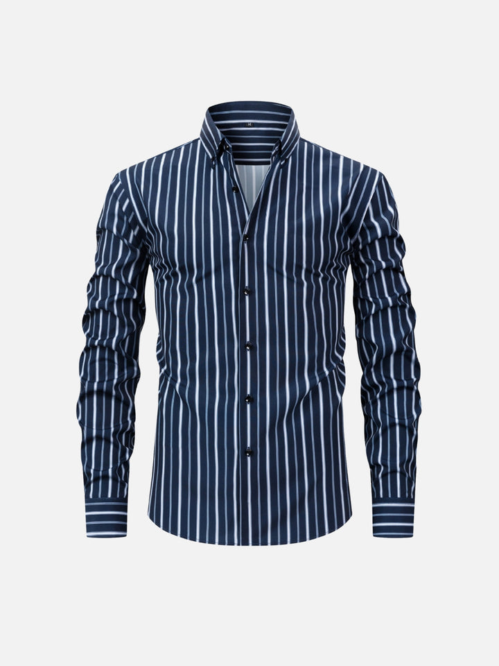 Striped Digital Print Lapel Shirt