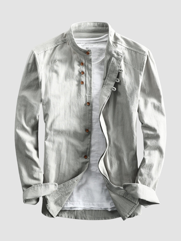 Japanese Linen Stand Collar Shirt