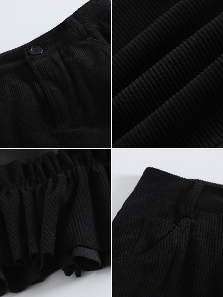 WLS Black Corduroy Mid Length Skirt