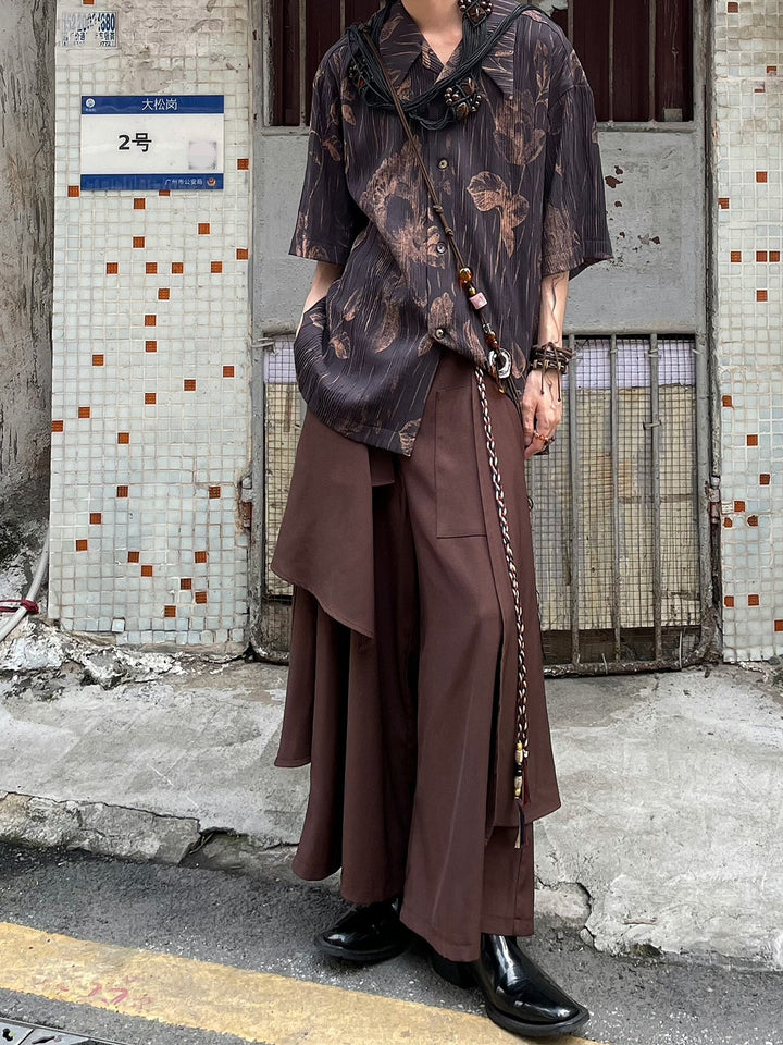 WLS Irregular Fringed Loose Trousers Pants
