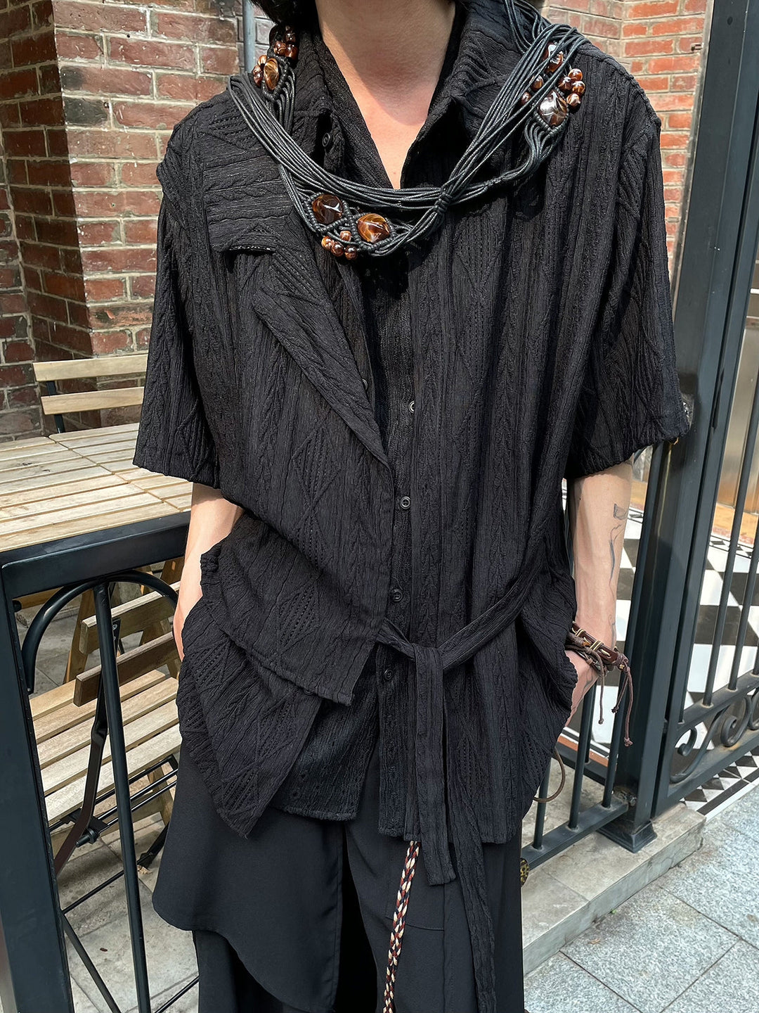 WLS Short Sleeved Splicing Straps Jacket