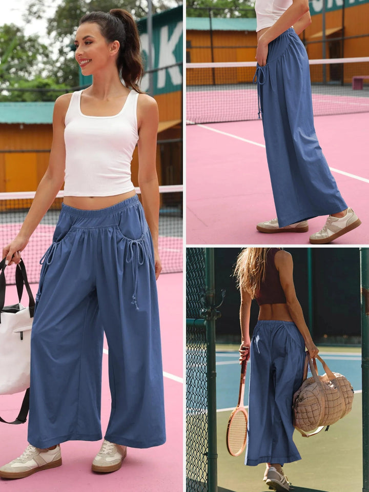 UrbanFlow Wide‑Leg Street Pants – Tie‑Pocket Harem Trousers