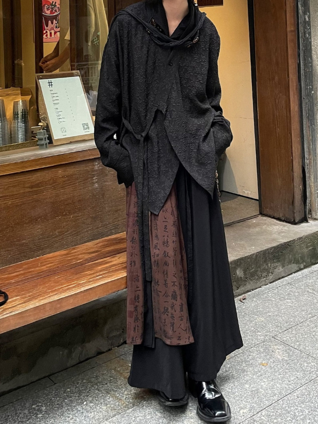 WLS Spliced Trousers Dormant Calligraphy Panels Pants