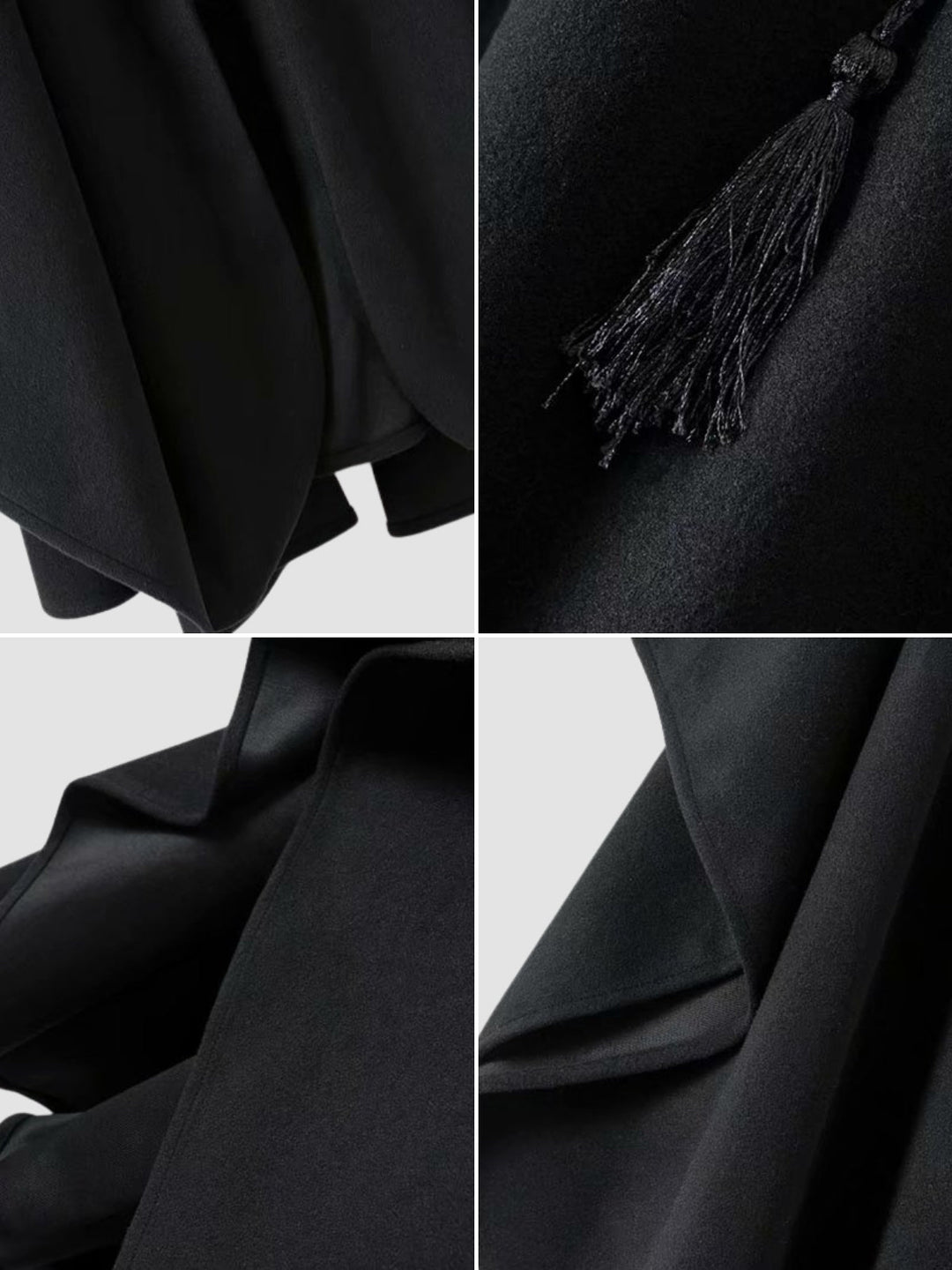 WLS Dark Hooded Long Cape Woolen Coat
