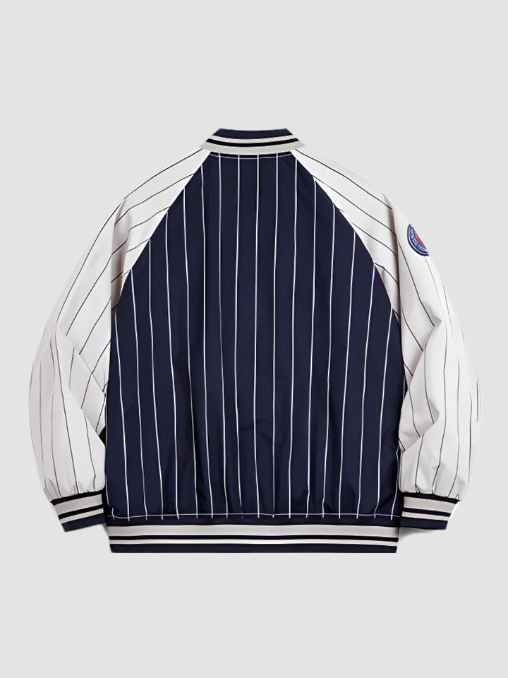 WLS Retro American Striped Baseball Jacket