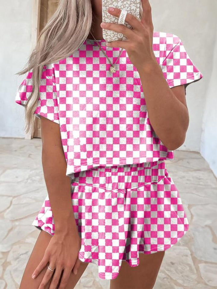 CheckMate Chic™ 2-Piece Summer Set – Soft Stretch T-Shirt & Shorts