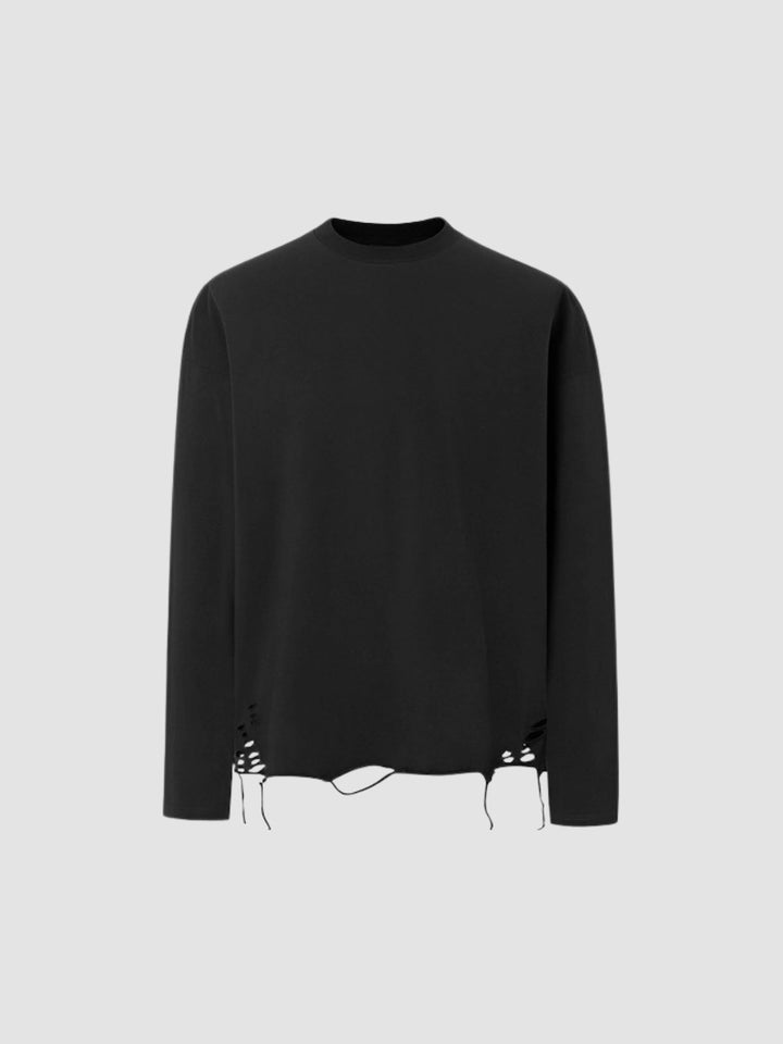 WLS Ripped Cotton Long-Sleeved T-Shirt