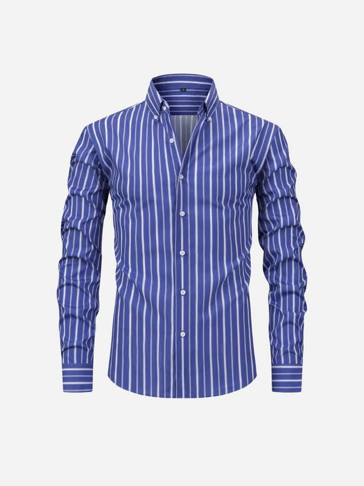 Striped Digital Print Lapel Shirt