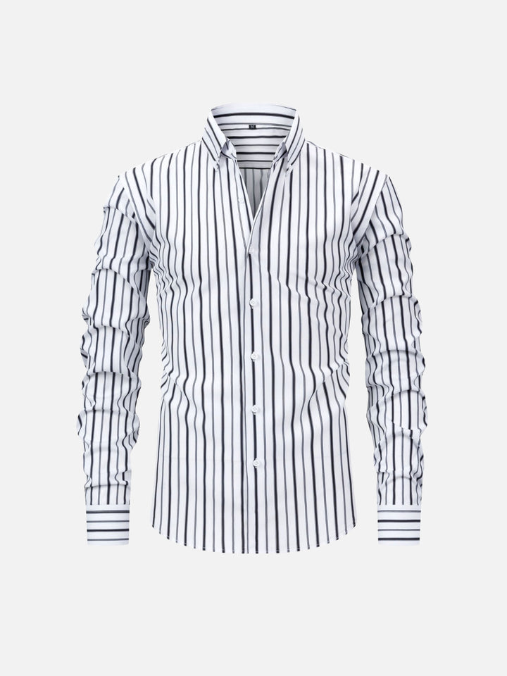 Striped Digital Print Lapel Shirt