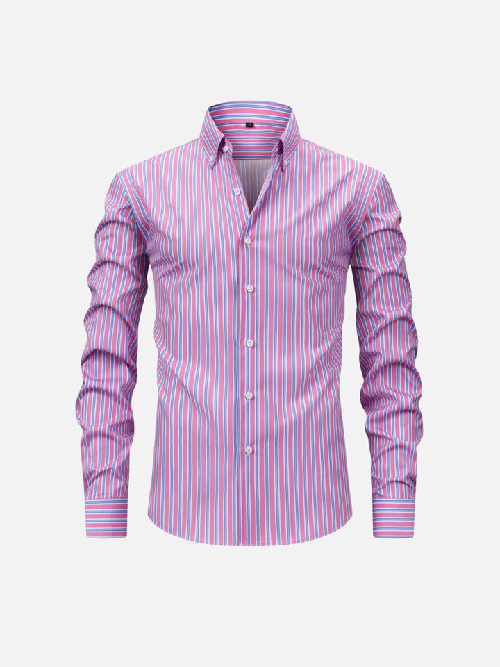 Striped Digital Print Lapel Shirt