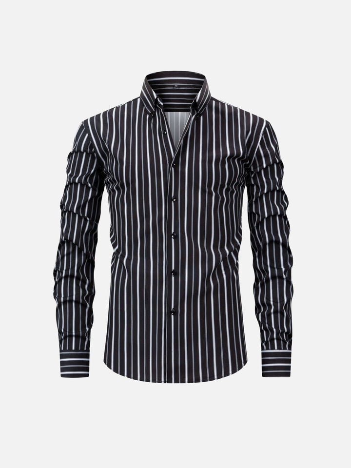 Striped Digital Print Lapel Shirt