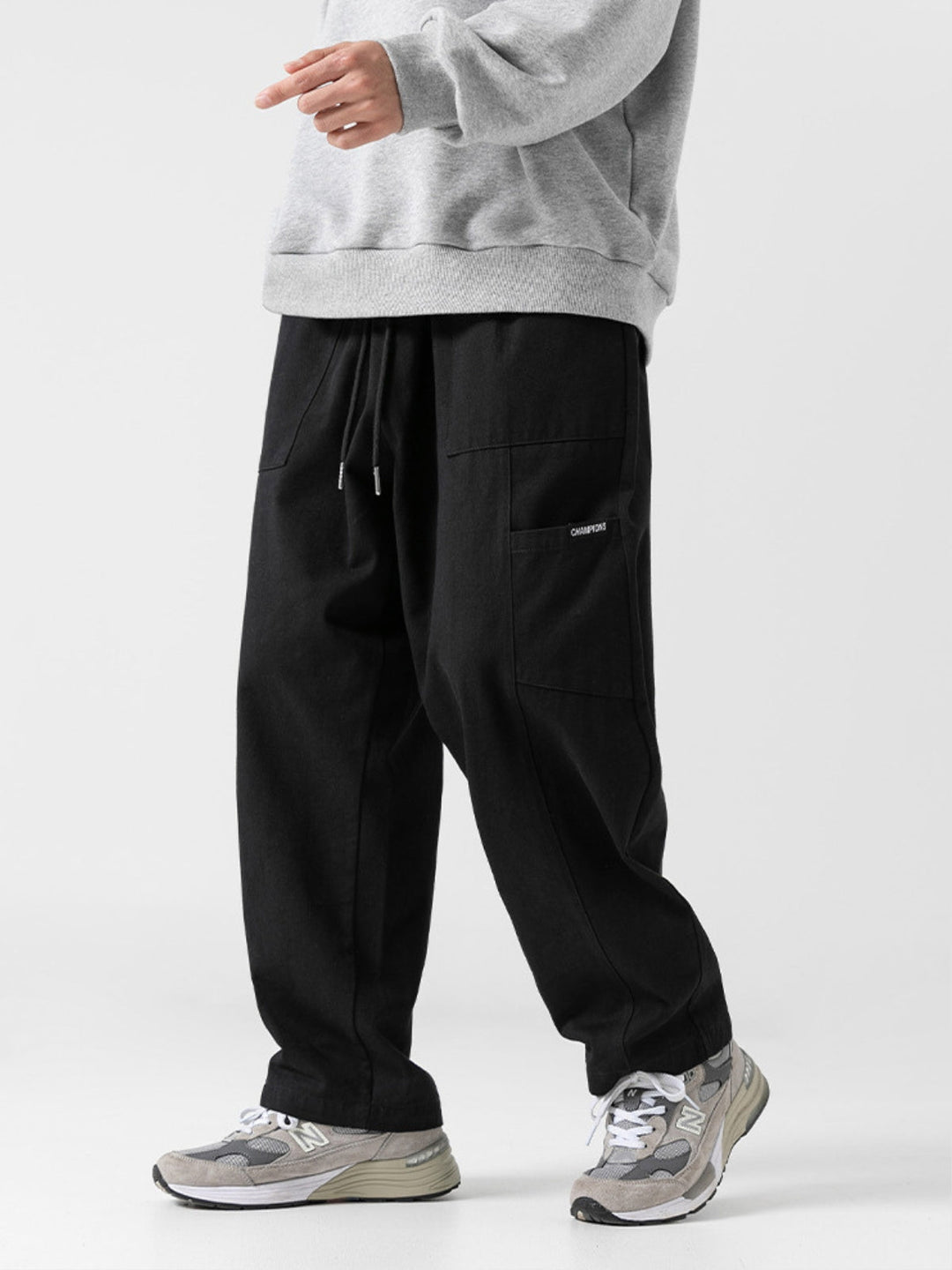 WLS Retro Japanese Straight Textured Splicing Trousers