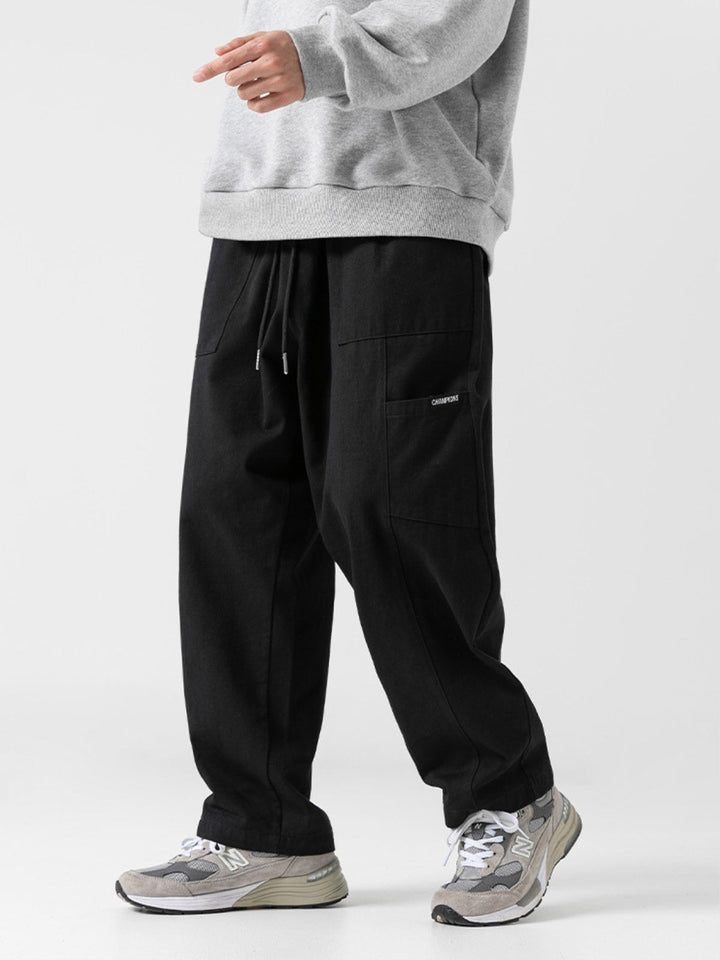 WLS Retro Japanese Straight Textured Splicing Trousers