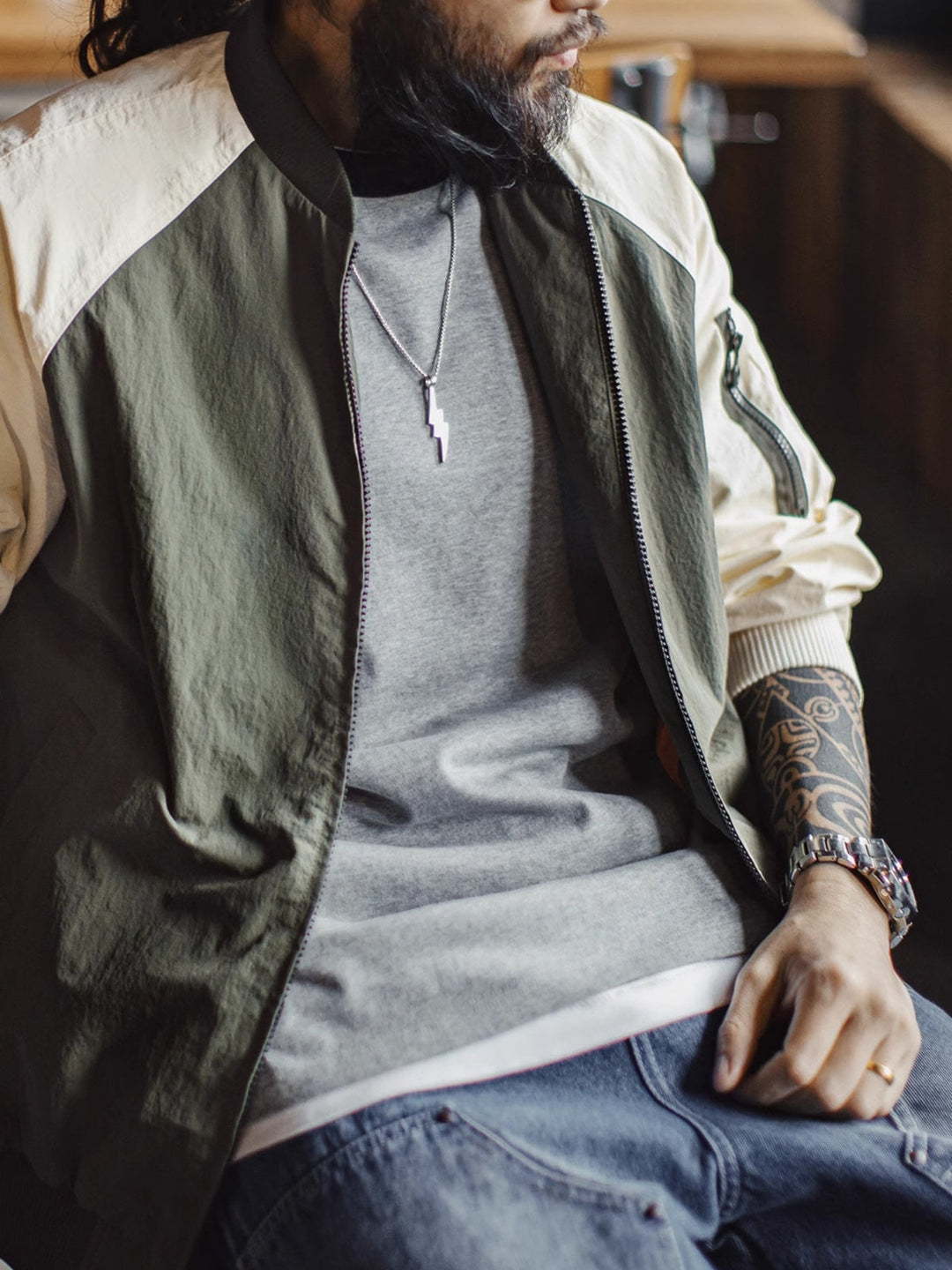 WLS Contrast Raglan Baseball Jacket