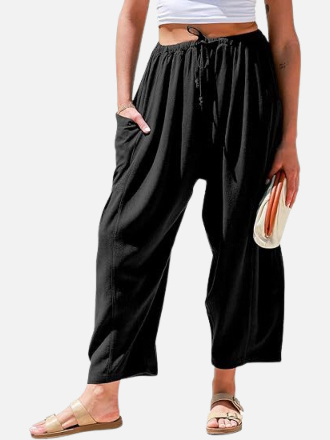 LinenEase High-Waist Harem Trousers