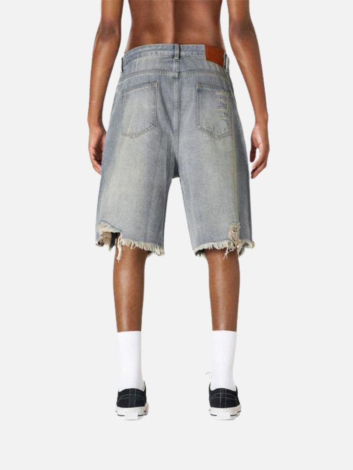 RetroShine Rhinestone Wide‑Leg Denim Shorts