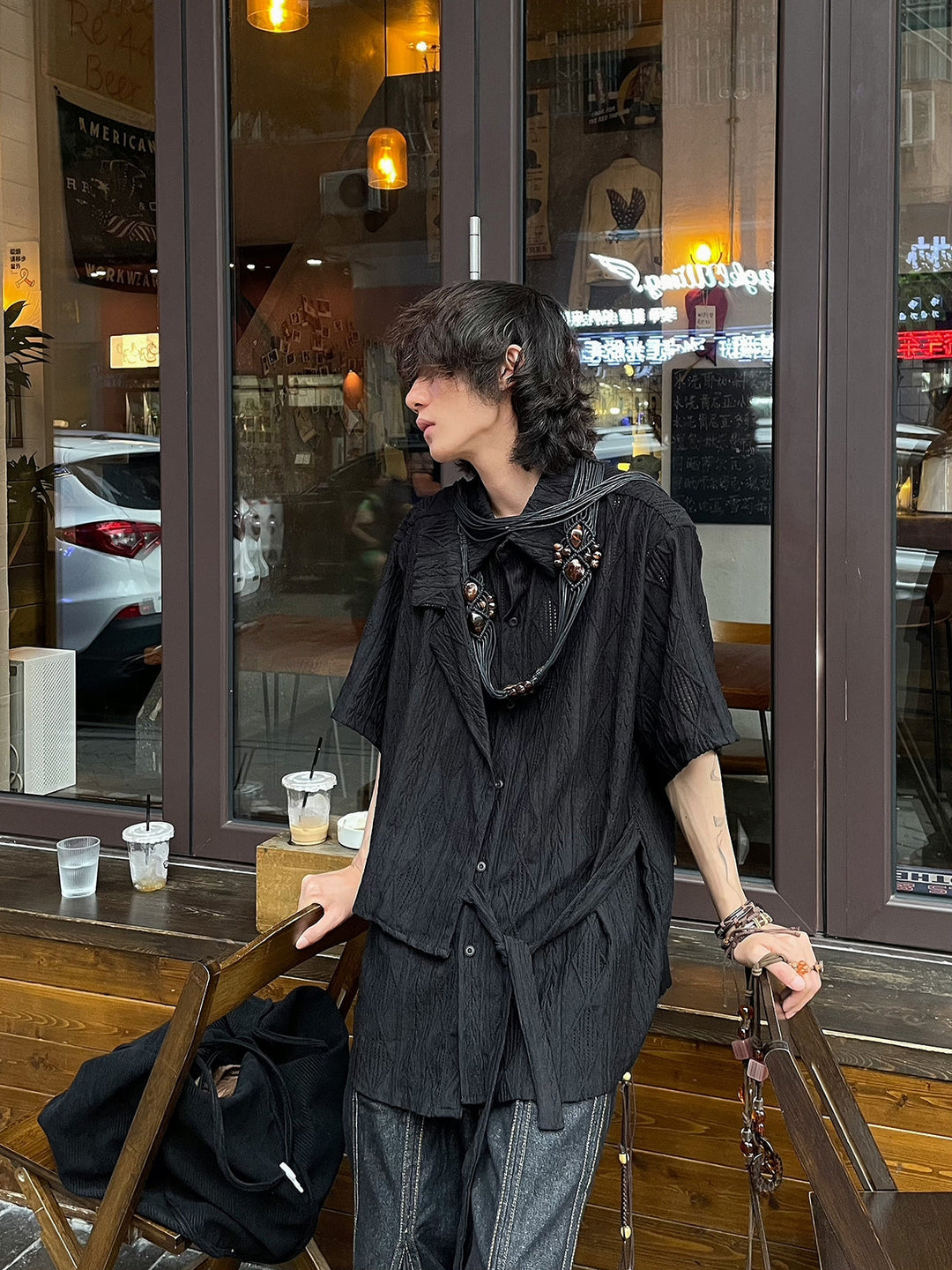 WLS Short Sleeved Splicing Straps Jacket