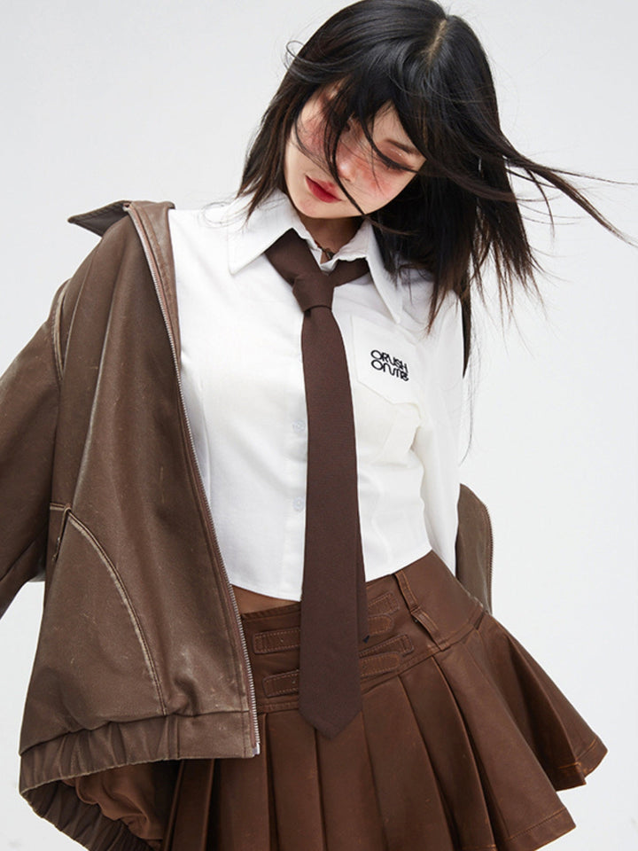 WLS Loose Maillard Leather Jacket