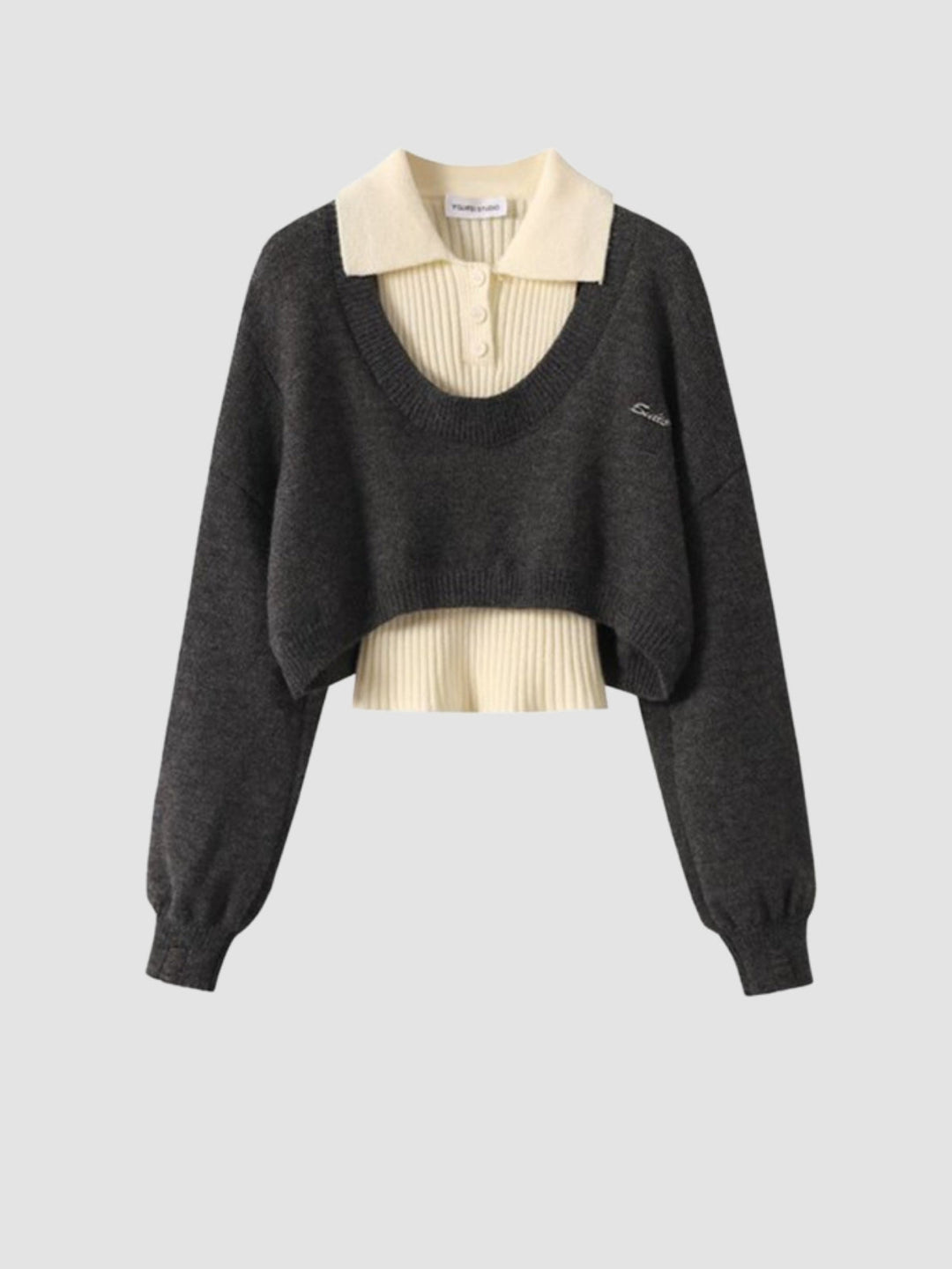 WLS Retro College Two-Pieces Woolen Sweater + Skirt