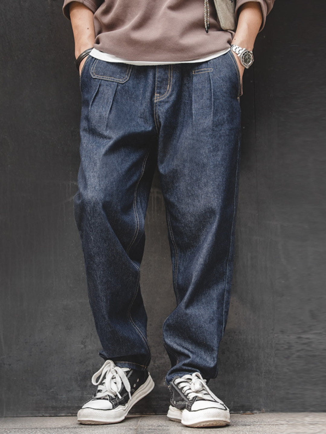 WLS Elastic Waist Wide-Leg Jeans