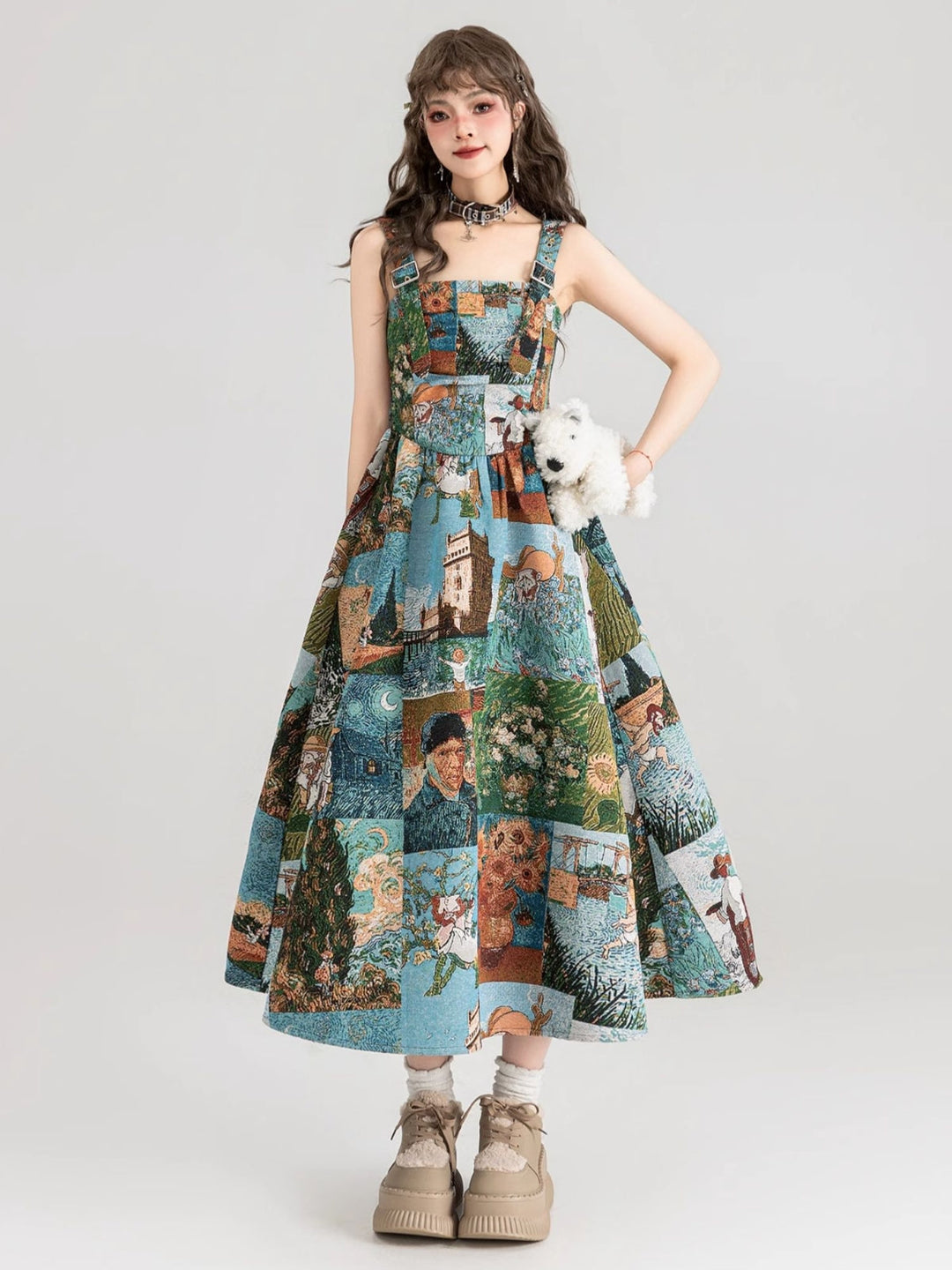 Van Gogh-Inspired Jacquard Dress – Starry Night Print (Short & Long Options)
