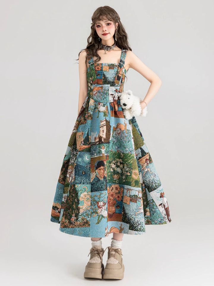 Van Gogh-Inspired Jacquard Dress – Starry Night Print (Short & Long Options)