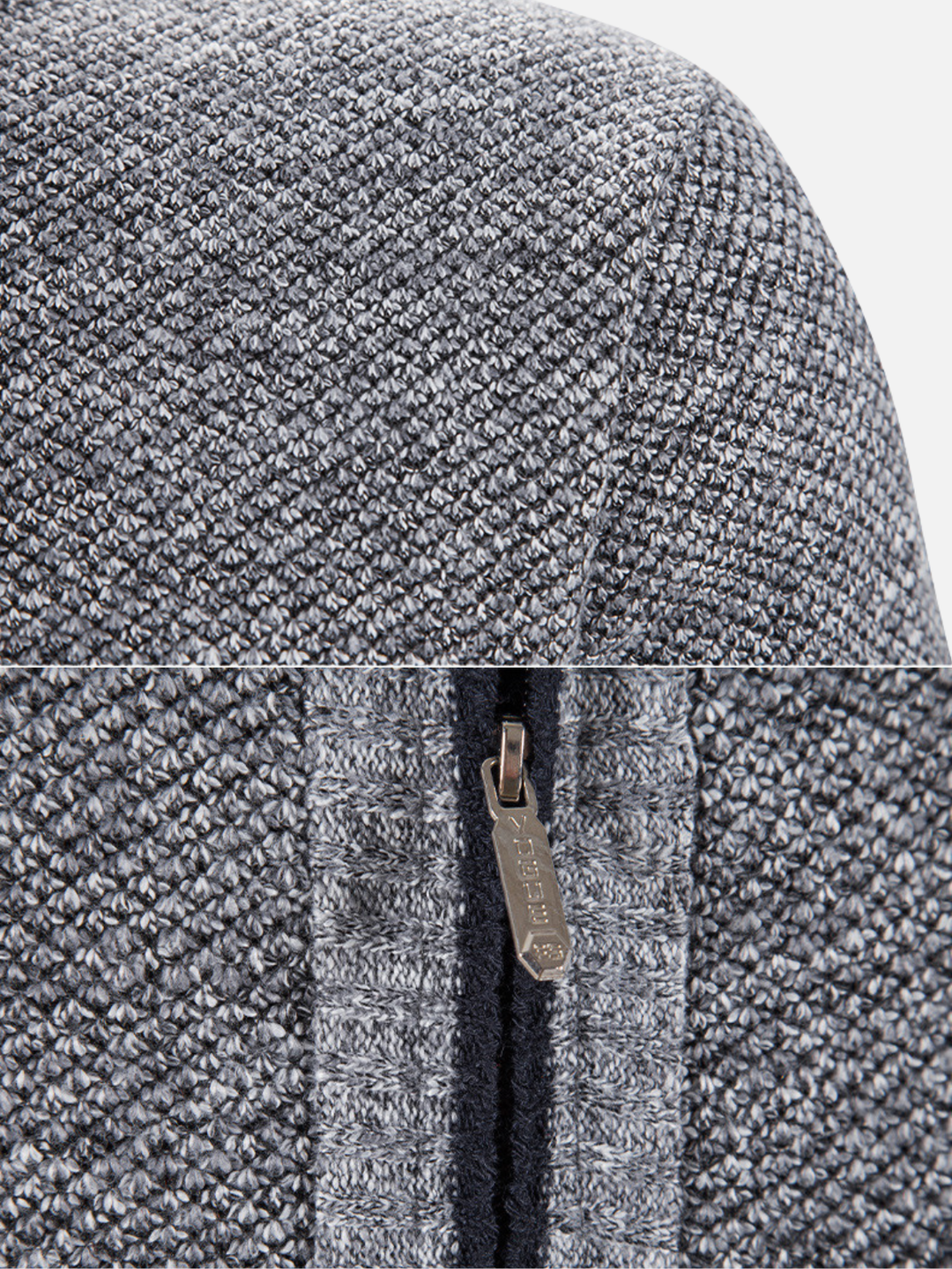 Jacquard Knit Stand Collar Cardigan