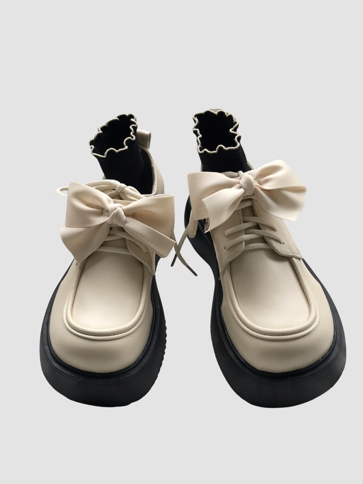 WLS Cute Bow Retro Leather Women Shoes