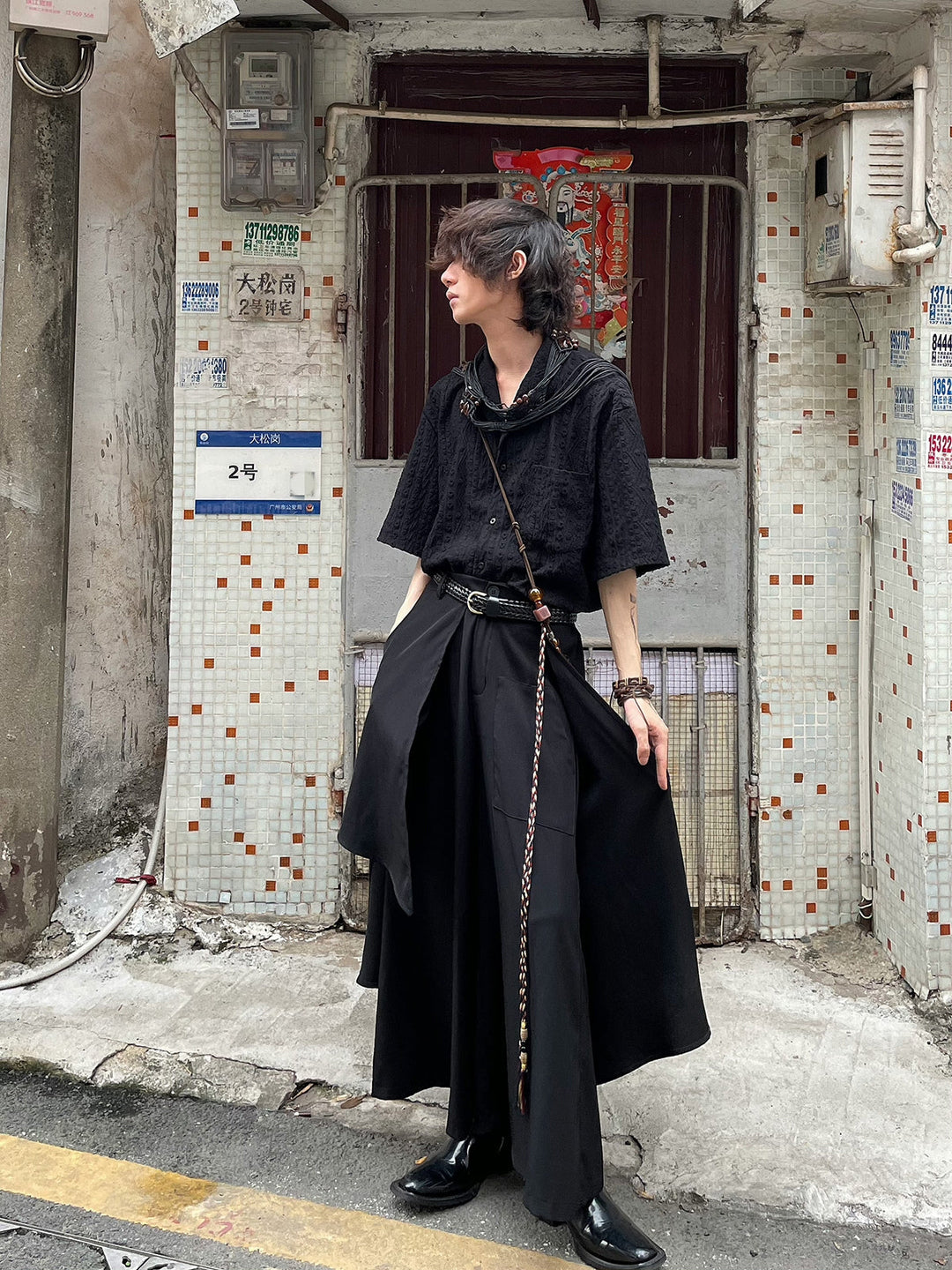 WLS Irregular Fringed Loose Trousers Pants
