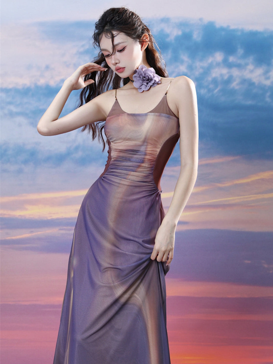 WLS City Island Diary Off-Shoulder Suspender Dress