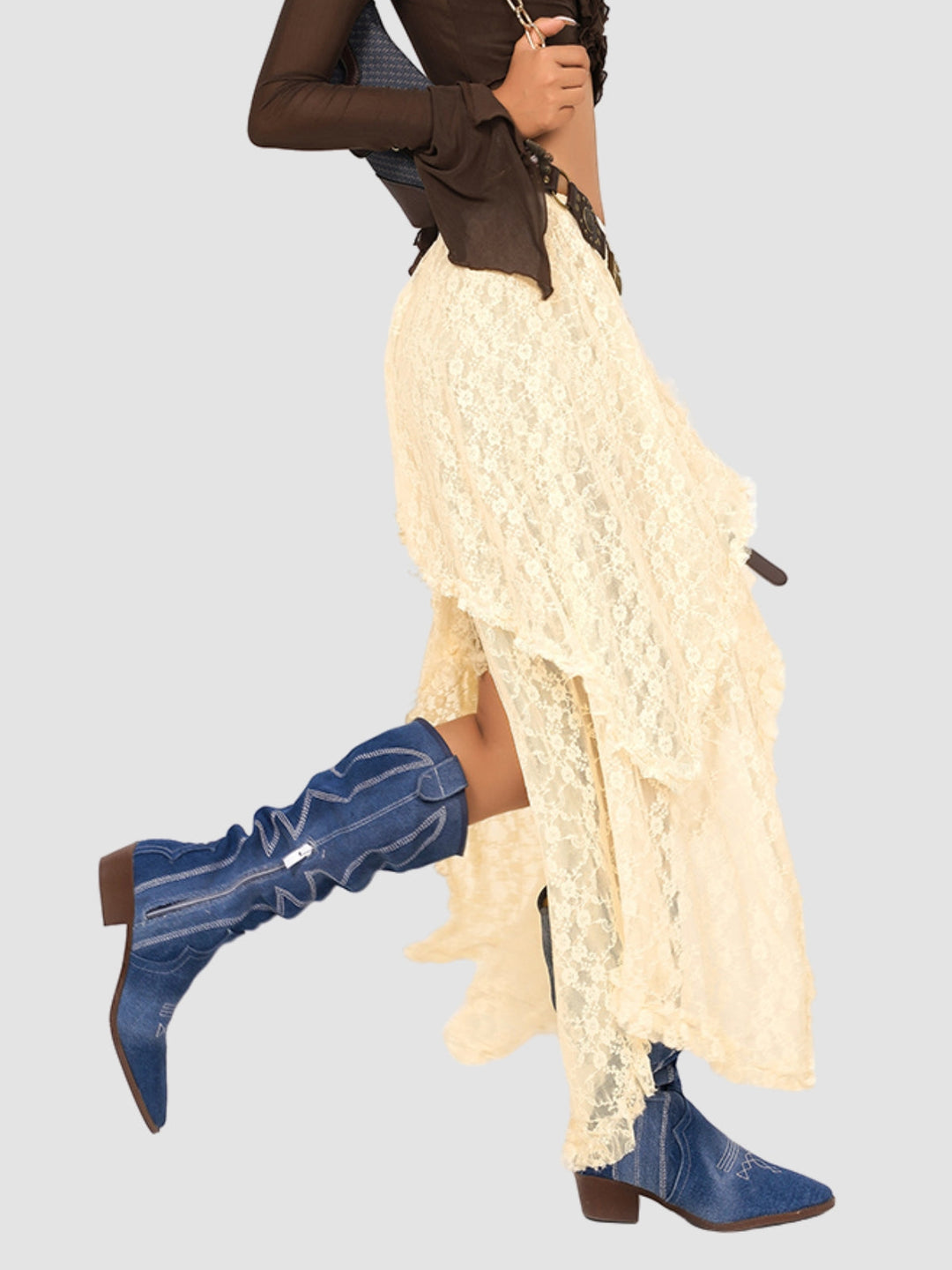 WLS Retro Nomadic Mesh Irregular Long Skirt