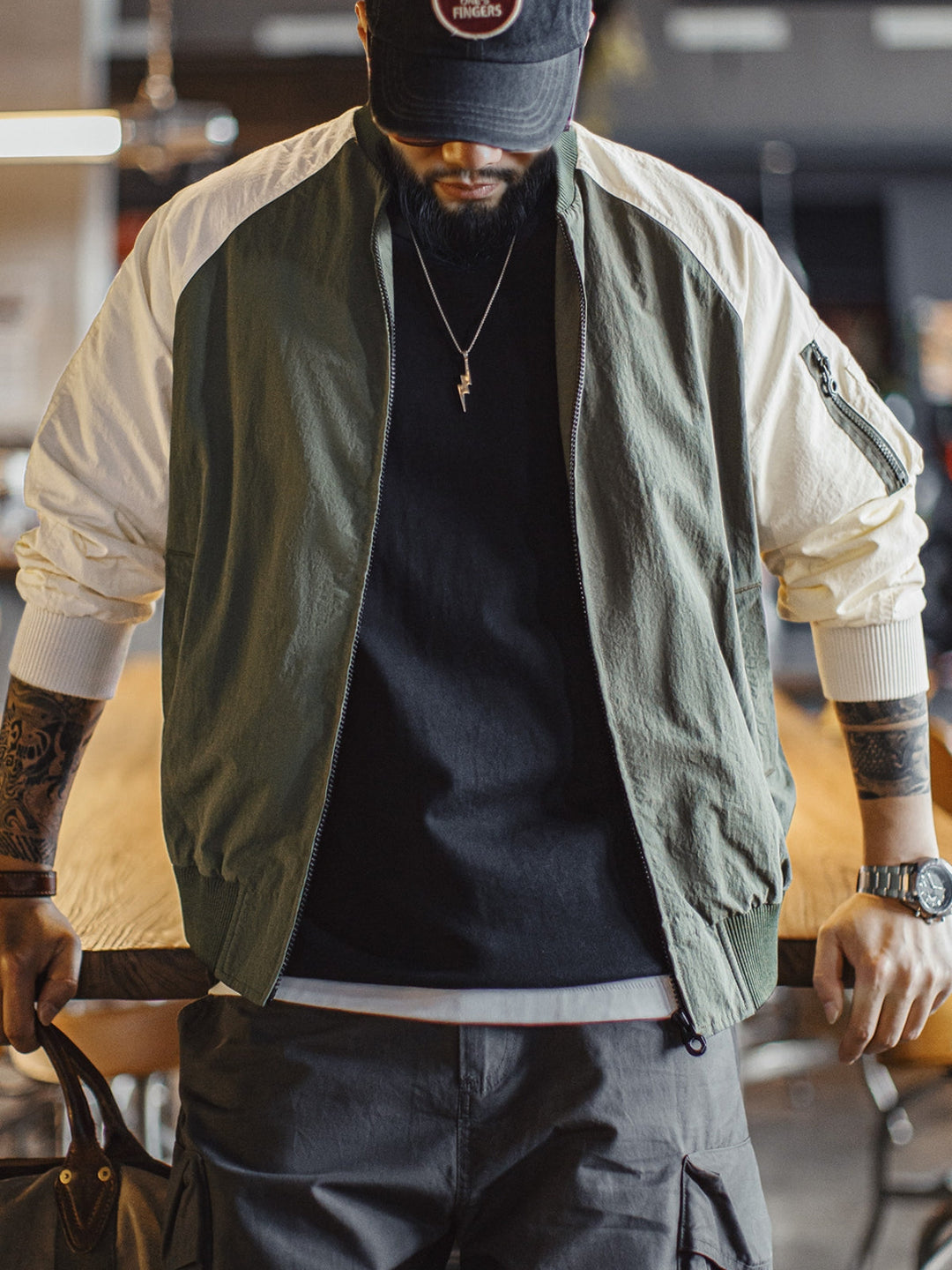 WLS Contrast Raglan Baseball Jacket
