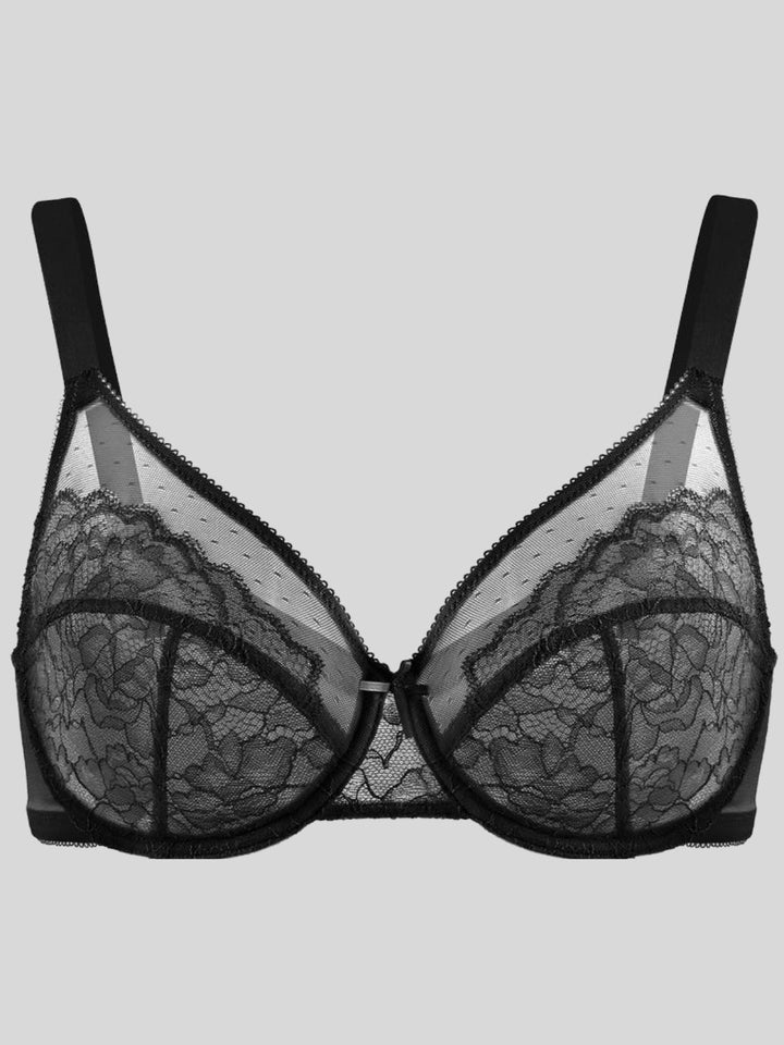 Enchante Floral Lace Unlined Comfort Non-padded Full Coverage Plus Size Underwire Bra