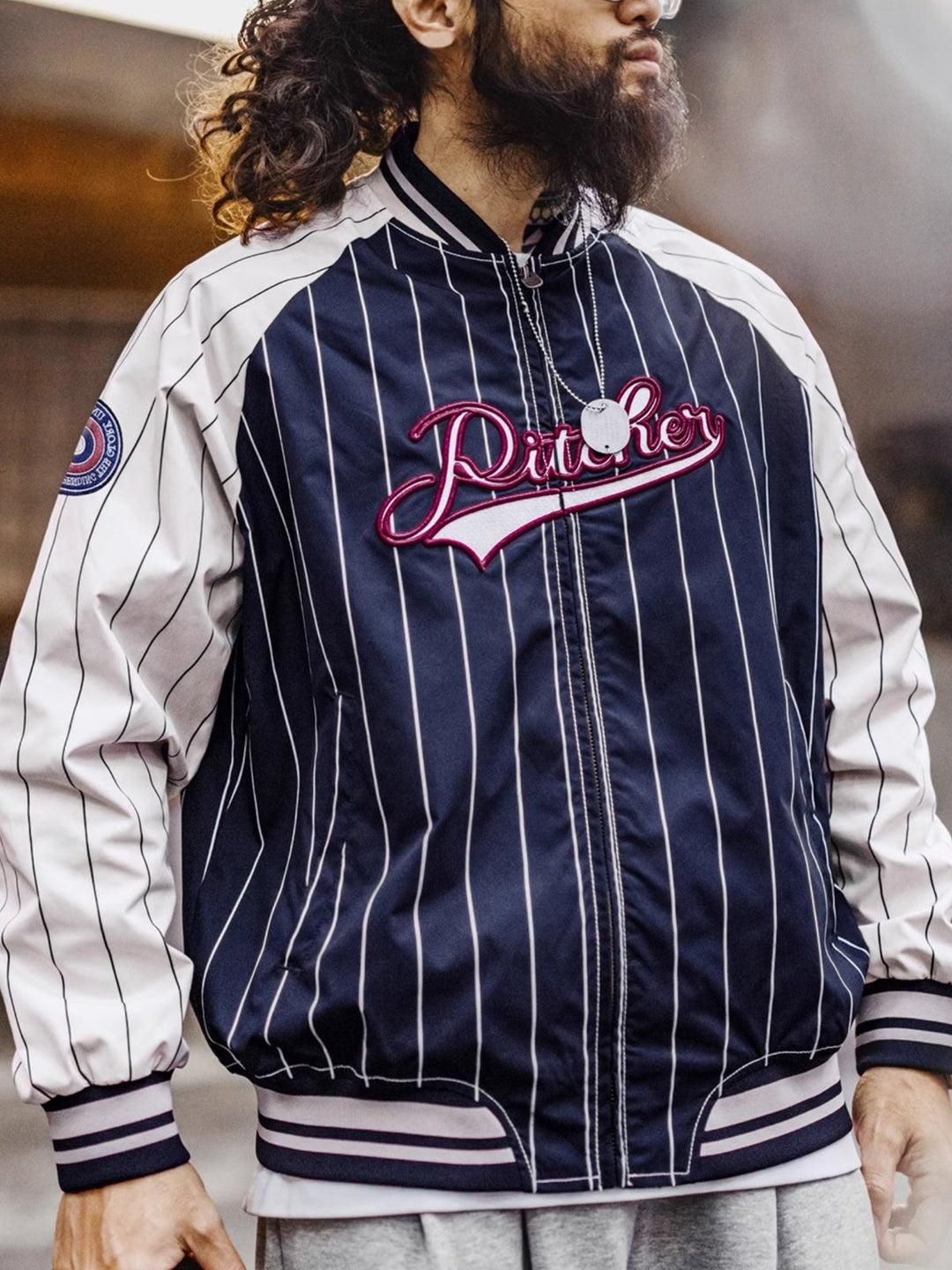 WLS Retro American Striped Baseball Jacket