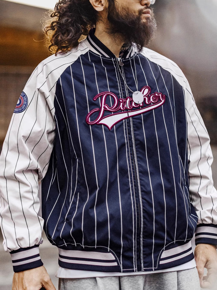 WLS Retro American Striped Baseball Jacket