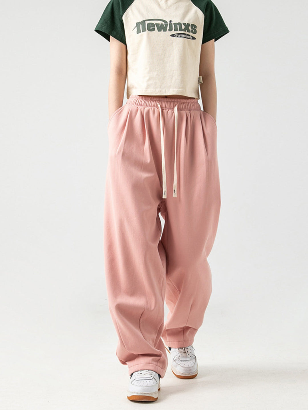 WLS Retro Pleated Loose Thickened Sweatpants