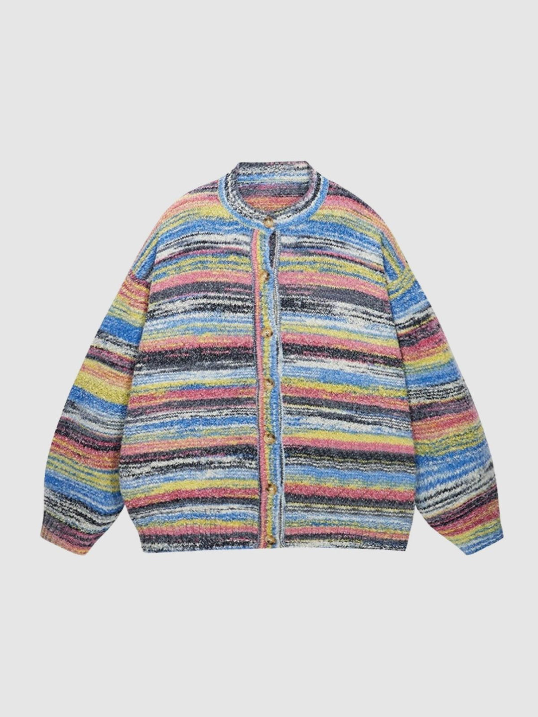 We Love Street Colorful Gradient Striped Cardigan Retro Knitted