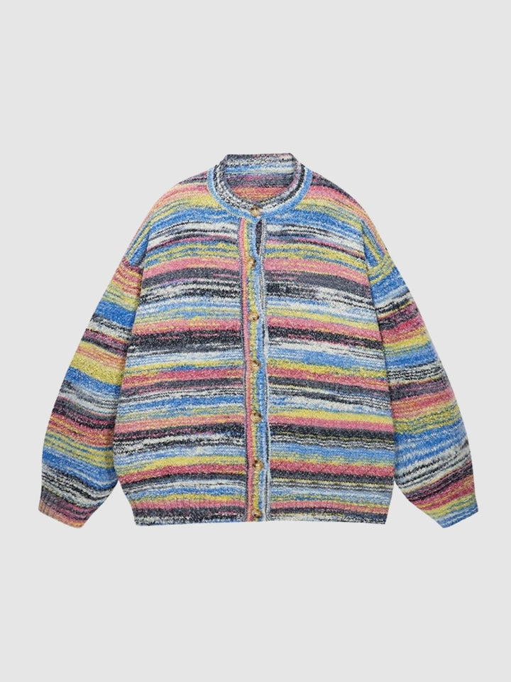 We Love Street Colorful Gradient Striped Cardigan Retro Knitted