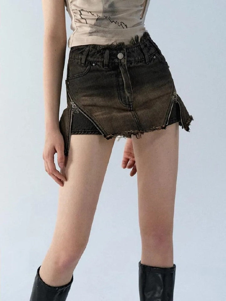 WLS "Binary Gradient" Dirty Washed Short Jeans Pants