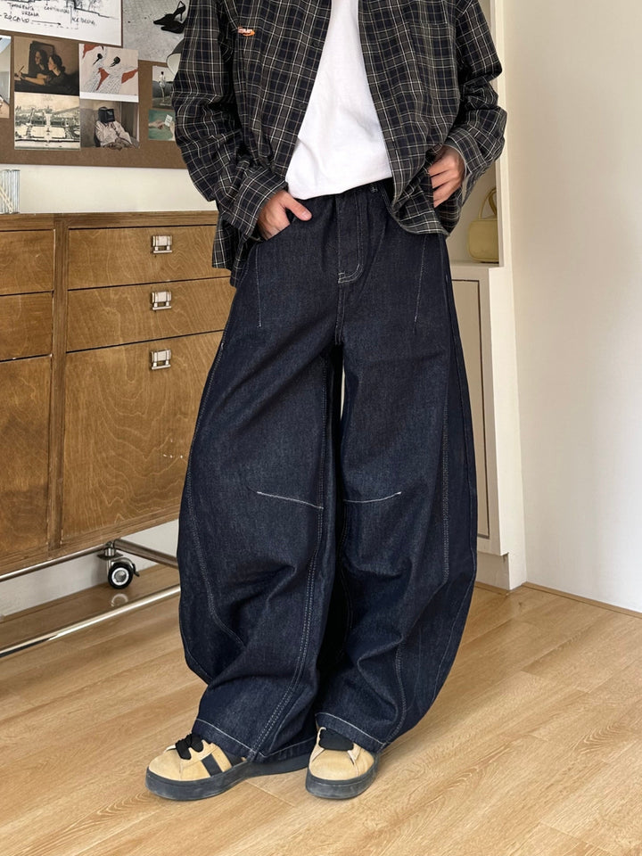 WLS American Scimitar Design Wide-Leg Jeans