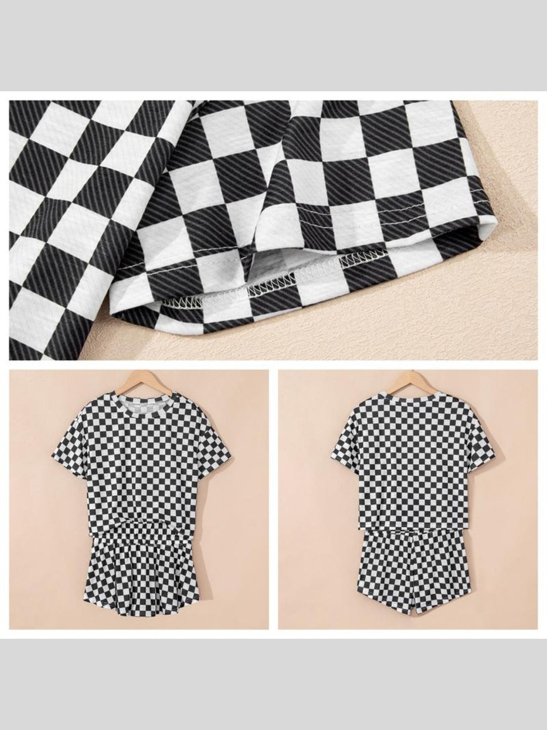 CheckMate Chic™ 2-Piece Summer Set – Soft Stretch T-Shirt & Shorts