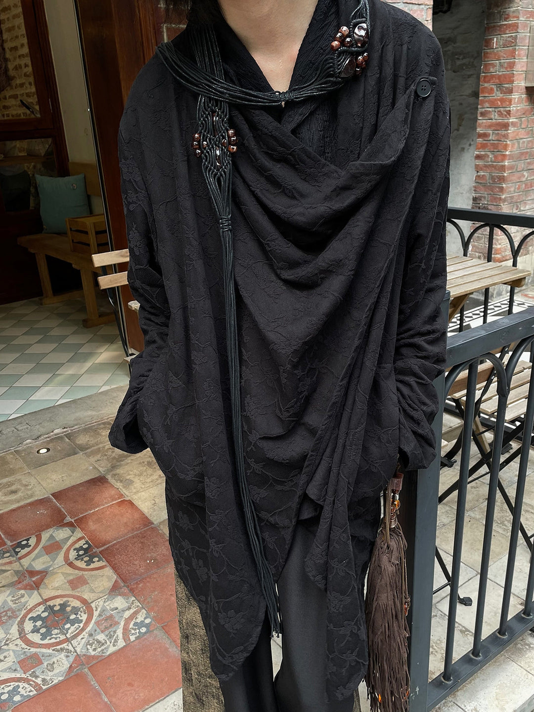 WLS Yamamoto Style Floral Embroidered Cardigan