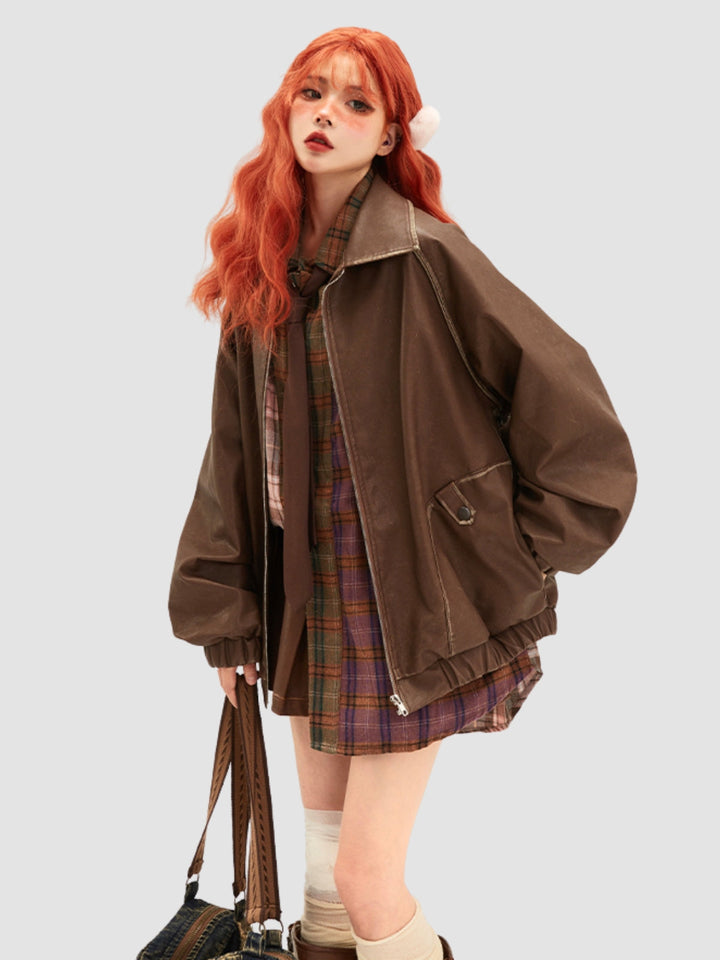 WLS Loose Maillard Leather Jacket