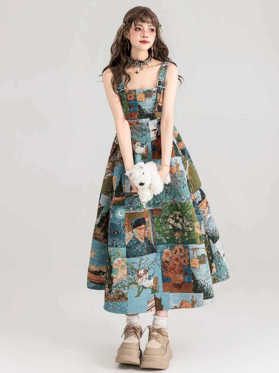 Van Gogh-Inspired Jacquard Dress – Starry Night Print (Short & Long Options)