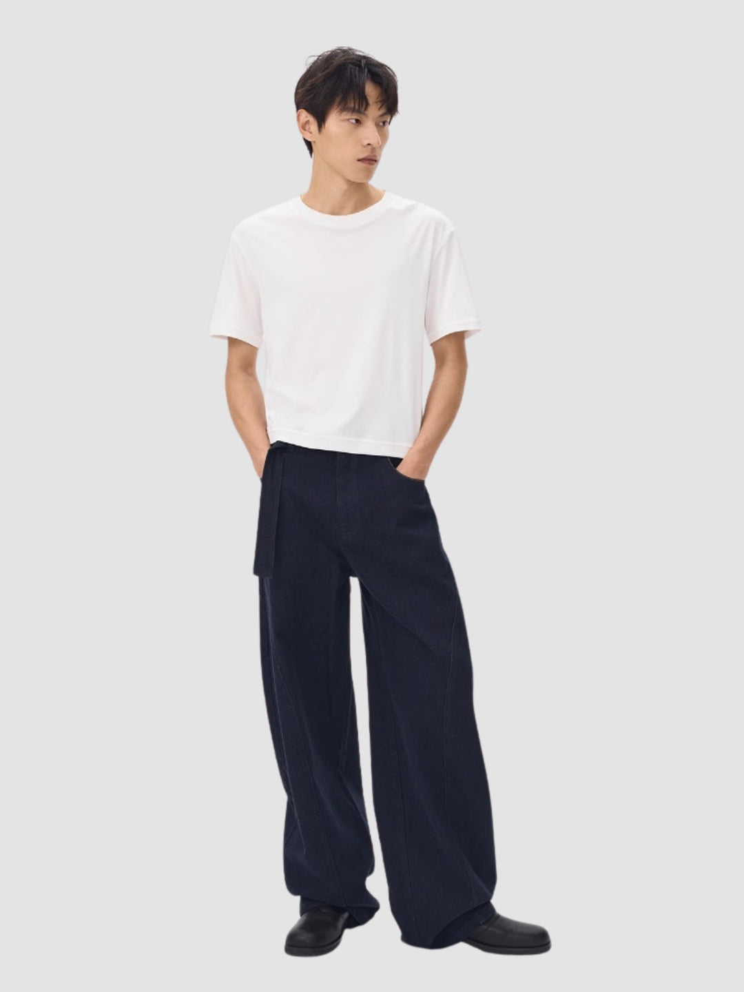 WLS Ribbon Commuting Twist Seam Casual Jeans