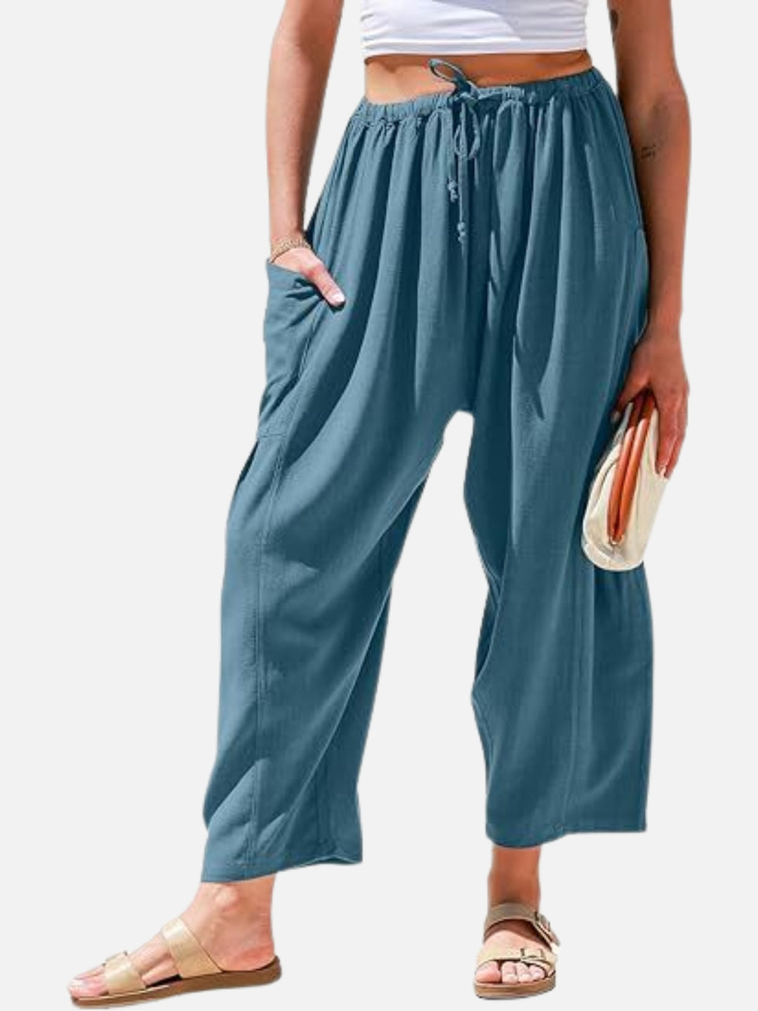 LinenEase High-Waist Harem Trousers