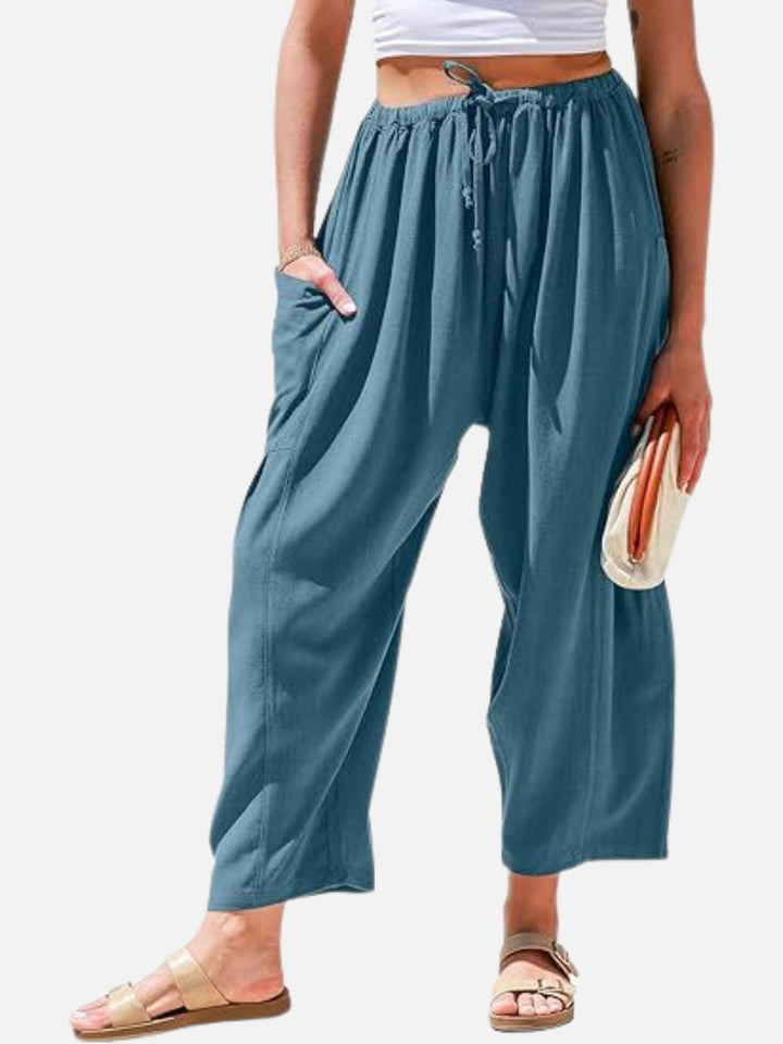 LinenEase High-Waist Harem Trousers