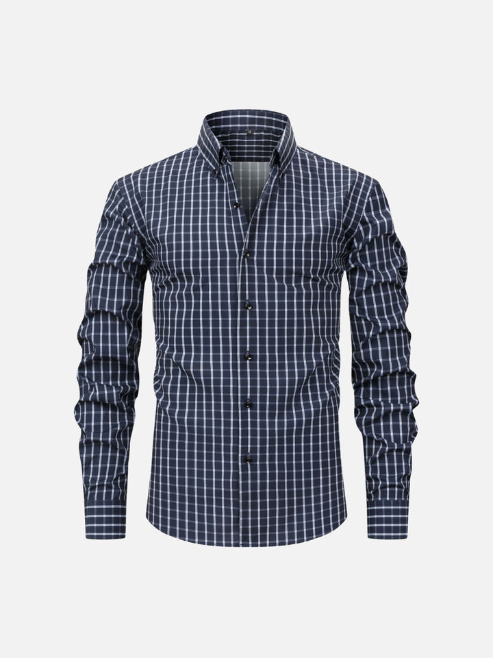 Non-Iron Stretch Vertical Stripe Dress Shirt