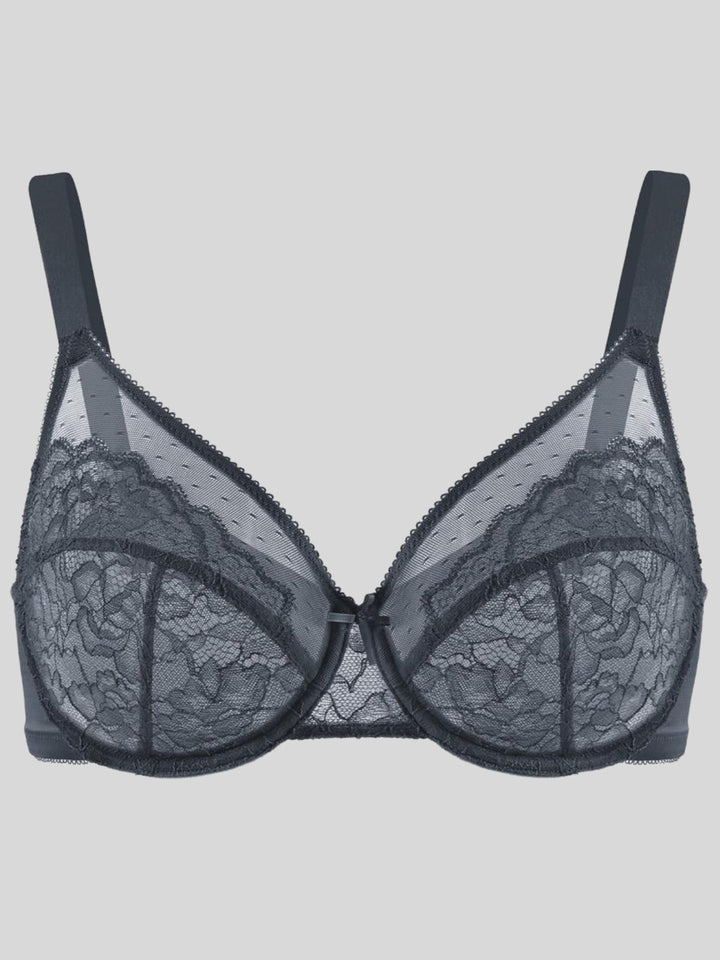 Enchante Floral Lace Unlined Comfort Non-padded Full Coverage Plus Size Underwire Bra